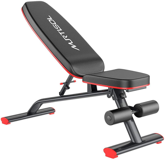 Murtisol Adjustable Weight Bench, Foldable Multi-Functional Strength Training Bench for Full Body Work Out with Fast-Inclining Seat and Backrest for Home Gym RT