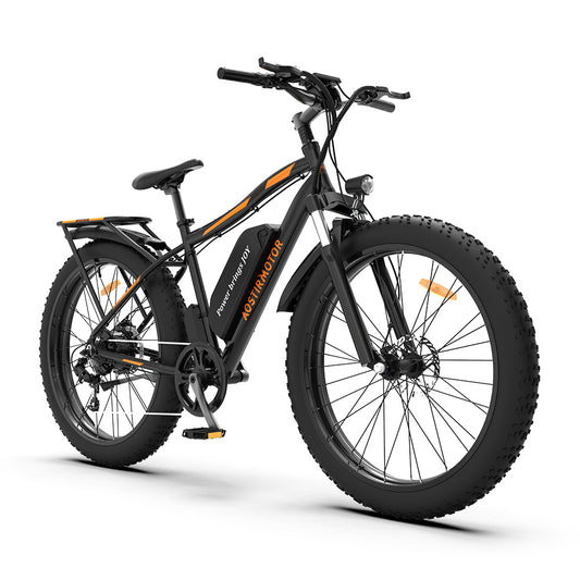 AOSTIRMOTOR 26" 750W Electric Bike Fat Tire P7 48V 13AH Removable Lithium Battery for Adults with Detachable Rear Rack Fender RT
