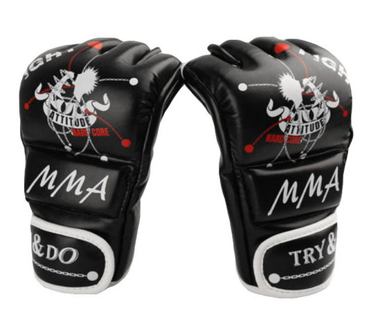 Boxing - Kickboxing Glove Half Finger Gloves -MMA----Black
