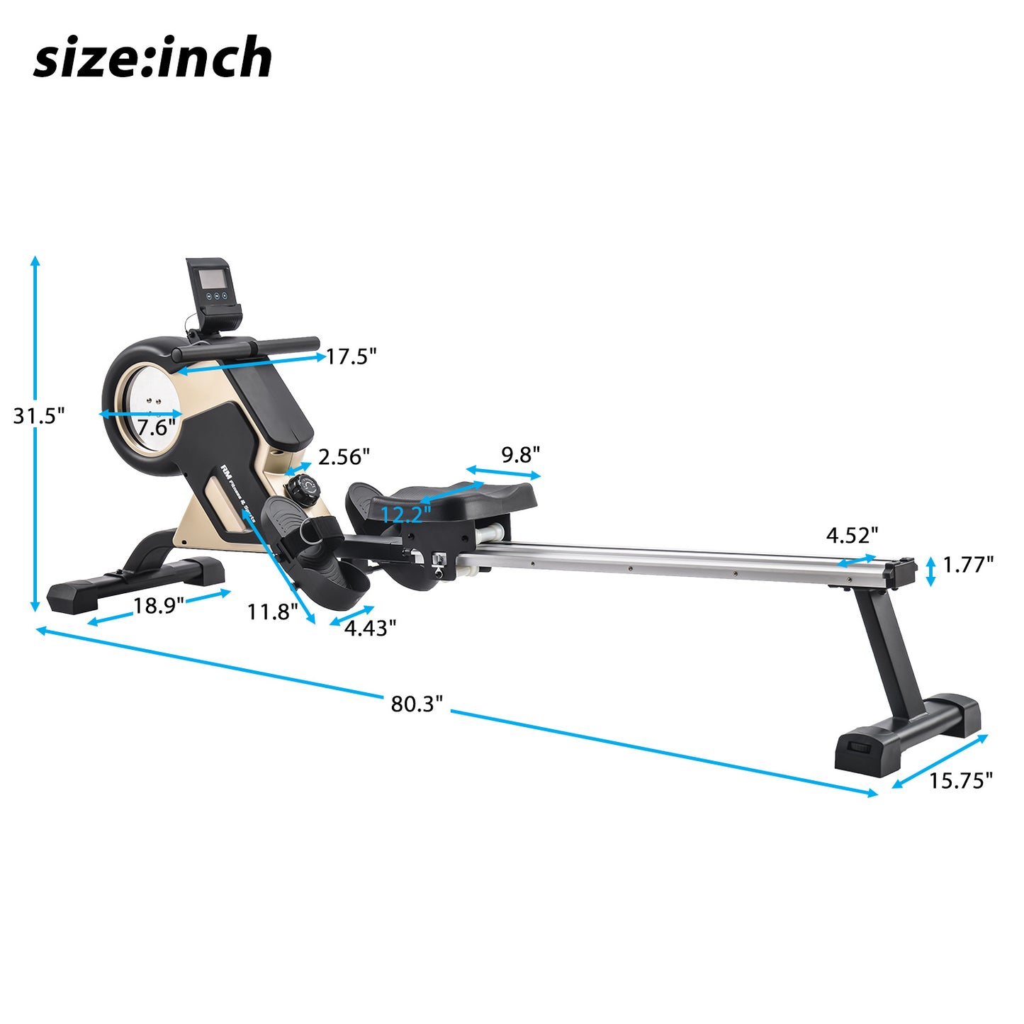 GT Magnetic Rowing Machine Compact Indoor Rower with Magnetic Tension System, LED Monitor and 8-level Resistance Adjustment Fitness Equipment for Home Gym