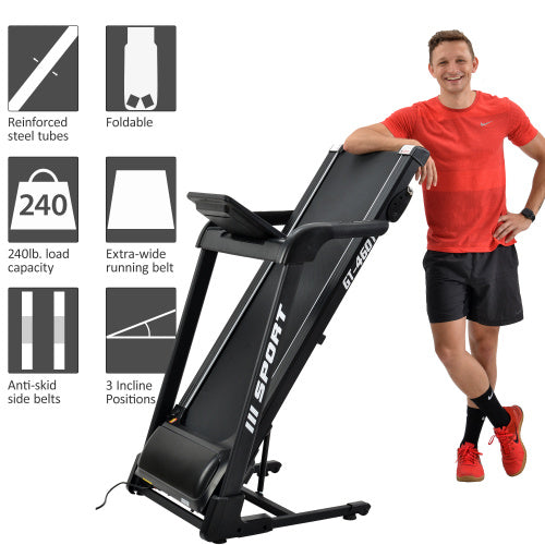 Treadmill home gym GT-4601 2.25hp Diamond Pattern Silent Belt 47.25*17.75” extra wide Soft Dropping Built in Speaker AL