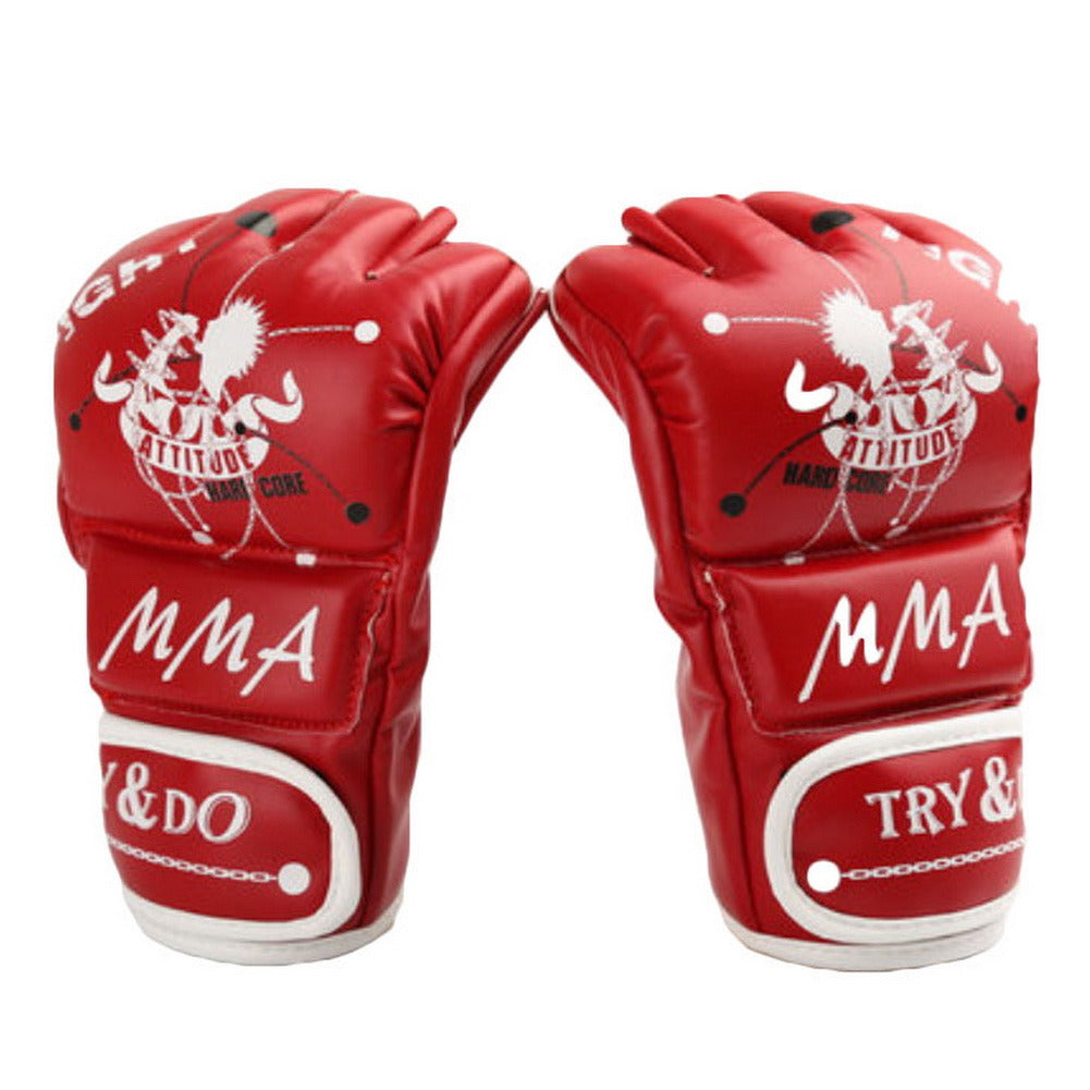 Boxing - Kickboxing Glove Half Finger Gloves -MMA----Red