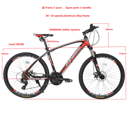 mountain bike aluminum 26&quot; 24 speed red YF