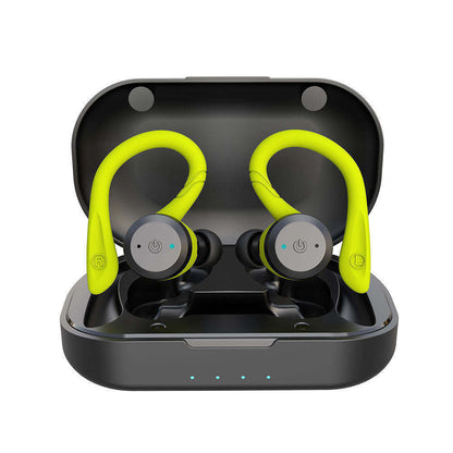 CYBORIS Bluetooth 5.0 Headset TWS Dual Bluetooth Headset True Wireless IPX7 Waterproof with Ear-hook In-ear Noise Canceling Headphones