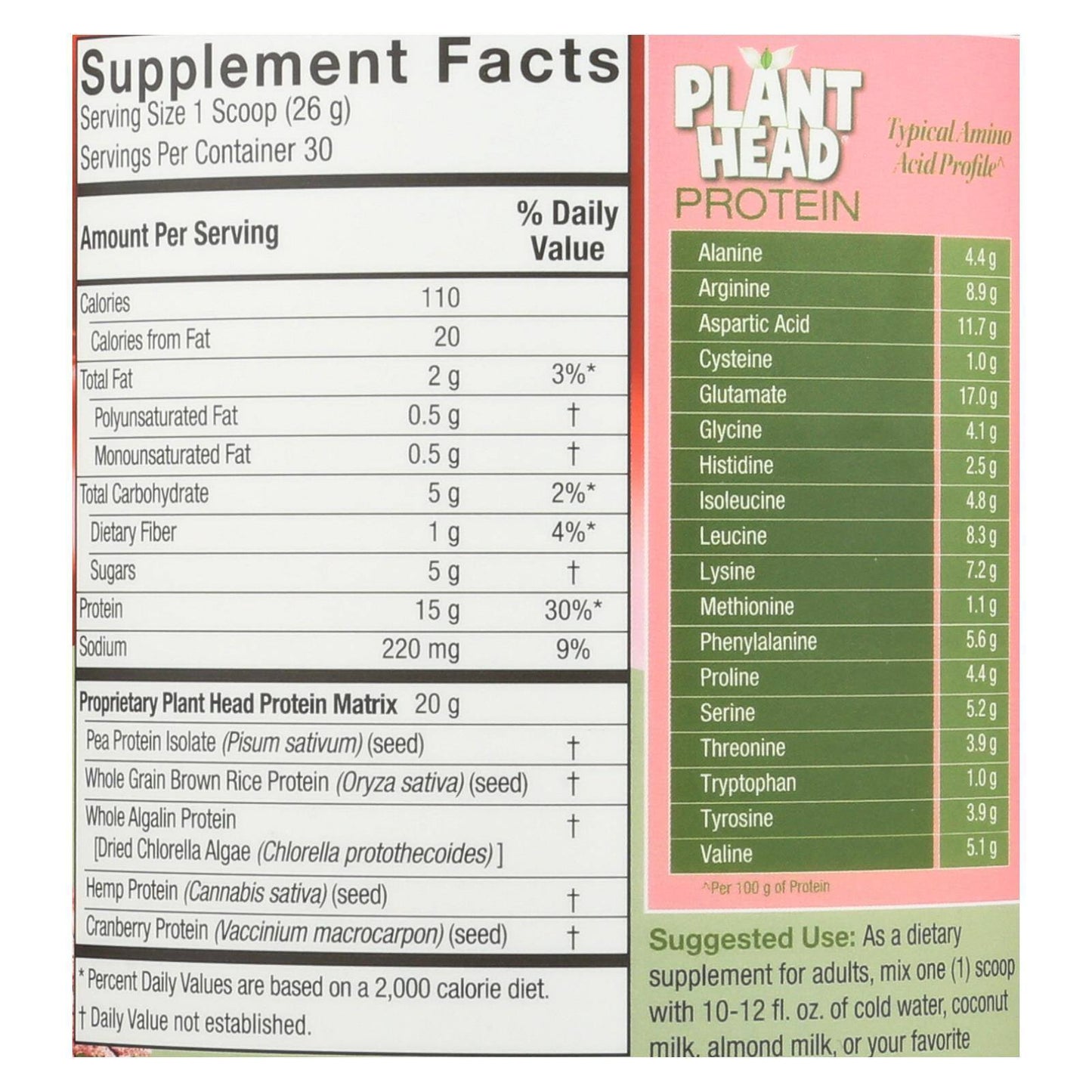 Genceutic Naturals Plant Head Protein - Strawberry - 1.7 lb