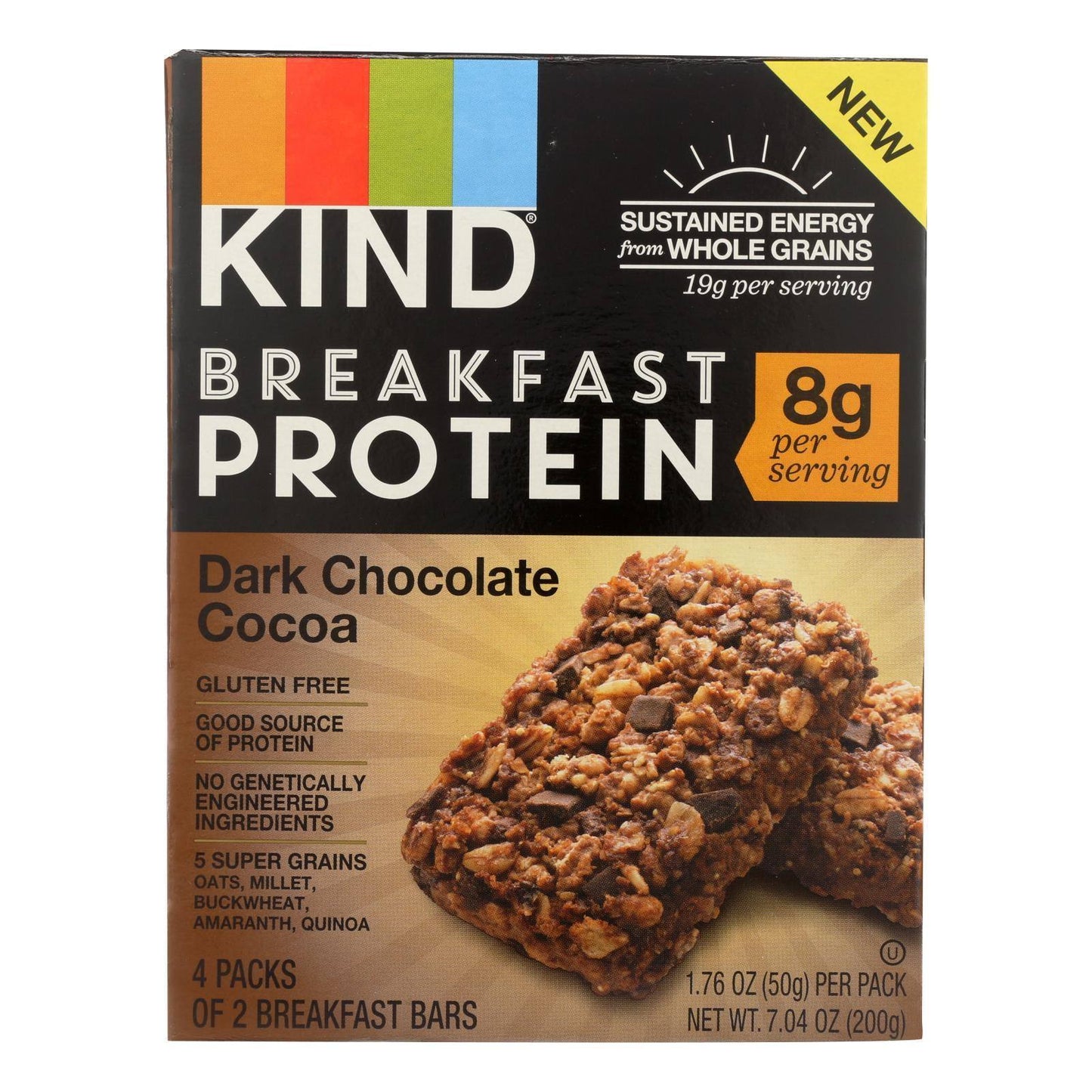 Kind Breakfast Protein Bars - Dark Chocolate Cocoa - Case of 8 - 4/1.76oz