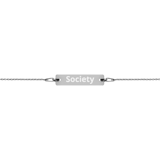 Engraved Silver Bar Chain Bracelet